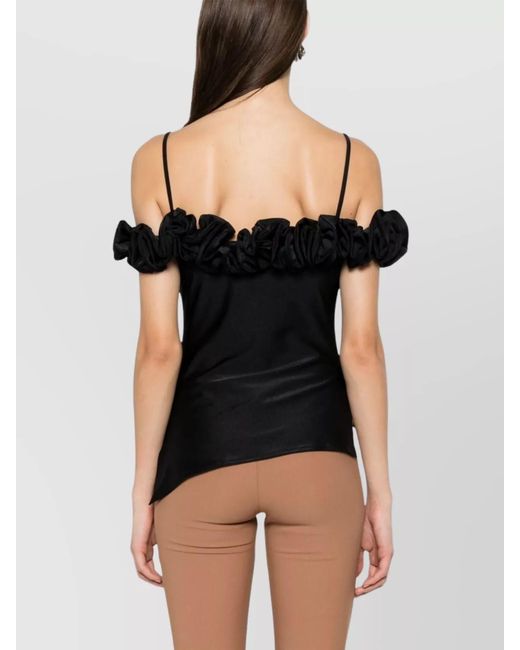 Coperni Black Asymmetric Off-Shoulder Blouse