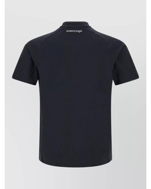 Balenciaga Blue Techwear Logo-Print Mock-Neck Short-Sleeve T-Shirt for men