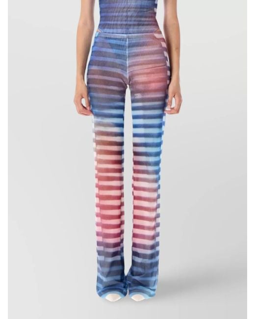 Jean Paul Gaultier Blue Printed Mesh Flared Trousers