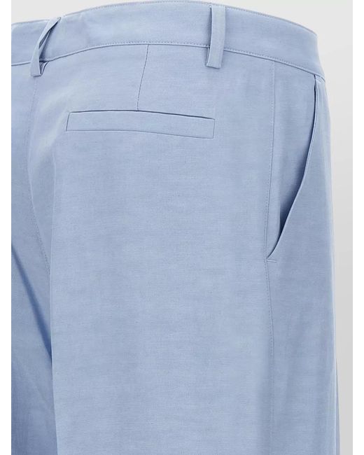 P.A.R.O.S.H. Blue Tailored Pants Belt Loops Pockets Pleats