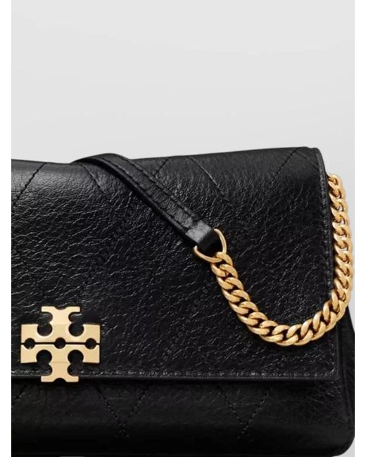 Tory Burch Black Charlie Quilted Leather Chain Shoulder Wallet