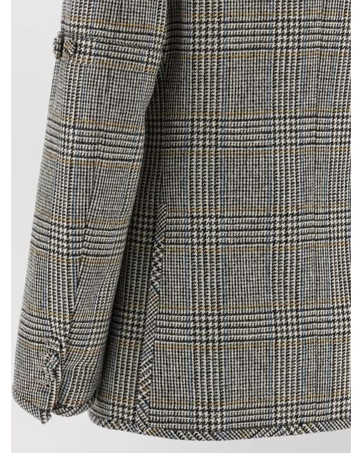 Thom Browne Gray Prince Of Wales Wool Single-Breasted Blazer