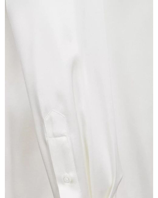 Ralph Lauren White Silk Stretch Shirt Long Sleeves Collar