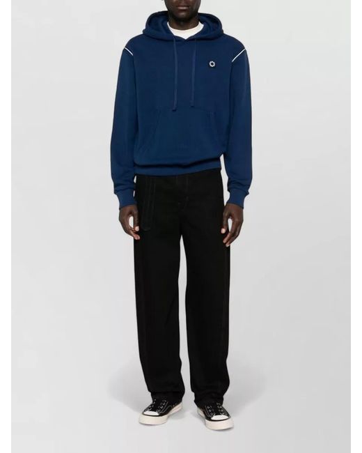 KENZO Blue Hooded Sweater Contrast Piping Silk Nylon for men