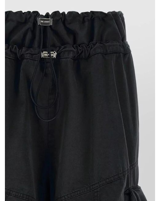 The Attico Black Cotton Wide-Leg Cargo Trousers
