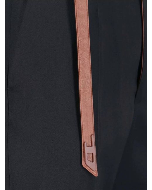 DIESEL Blue Tapered Leg Trousers Belt Loops Leather Detail for men