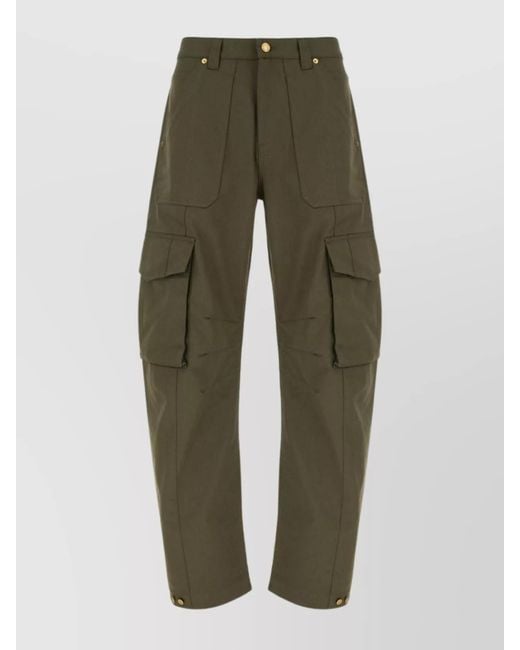 Golden Goose Deluxe Brand Green Cotton Blend Wide-Leg Cargo Trousers for men