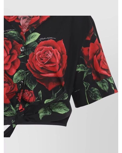 Dolce & Gabbana Red Cropped Cotton Shirt