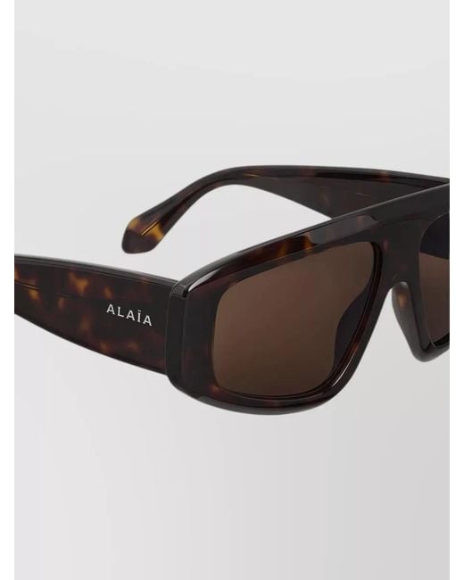 Alaïa Gray Aviator Mask Sunglasses Acetate Square Frame
