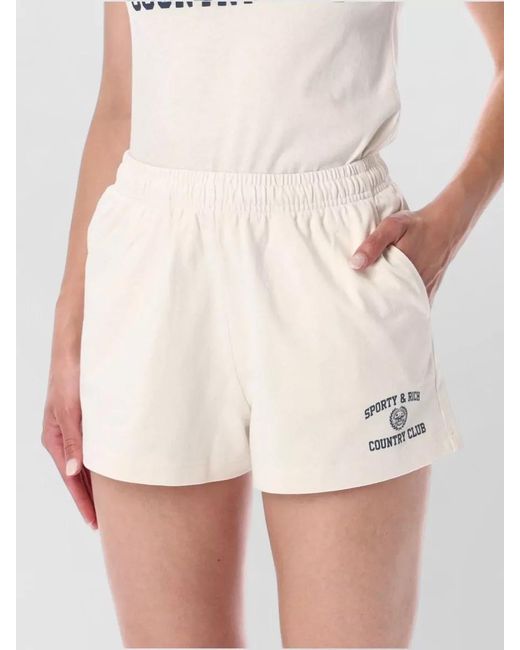Sporty & Rich White Collegiate Cotton Lounge Shorts Mid Length