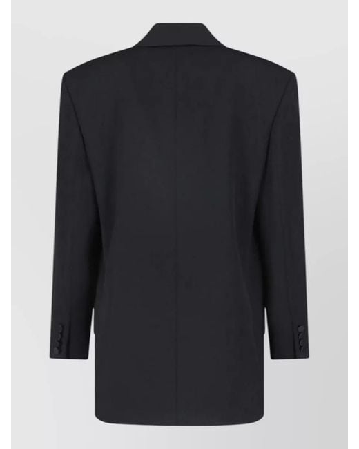 Saint Laurent Black Tailored Blazer Structured Cut Notched Lapel Buttons