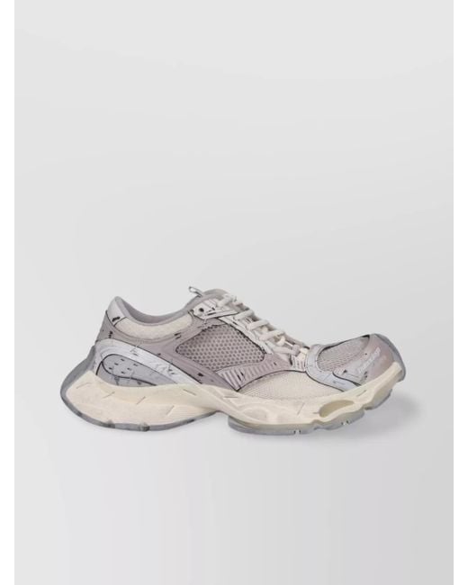 Balenciaga Gray Round Toe Mesh Panels Textured Sole Sneakers for men