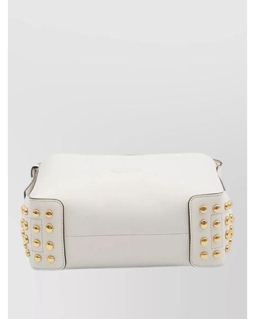 Tod's White Mini Leather Bucket Shoulder Bag