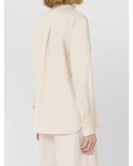 Max Mara Natural Shirt Blouse Pointed Collar Long Sleeves
