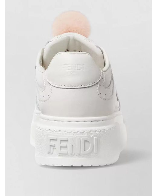Fendi White Leather Low-Top Sneakers