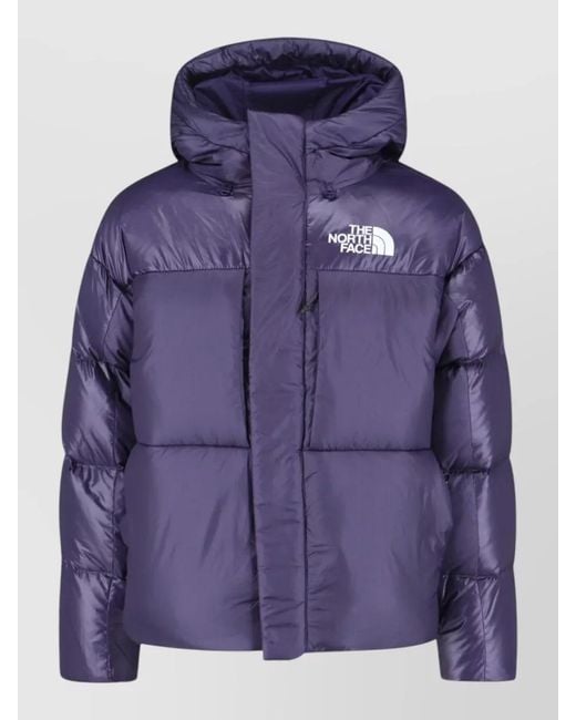 The North Face Blue Hooded Coat Padded Design Side Zipper Pockets