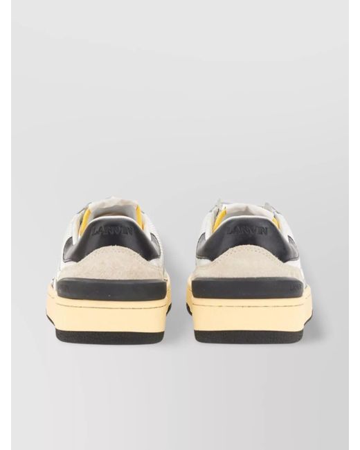 Lanvin White Mesh Suede And Nappa Leather Low-Top Sneakers