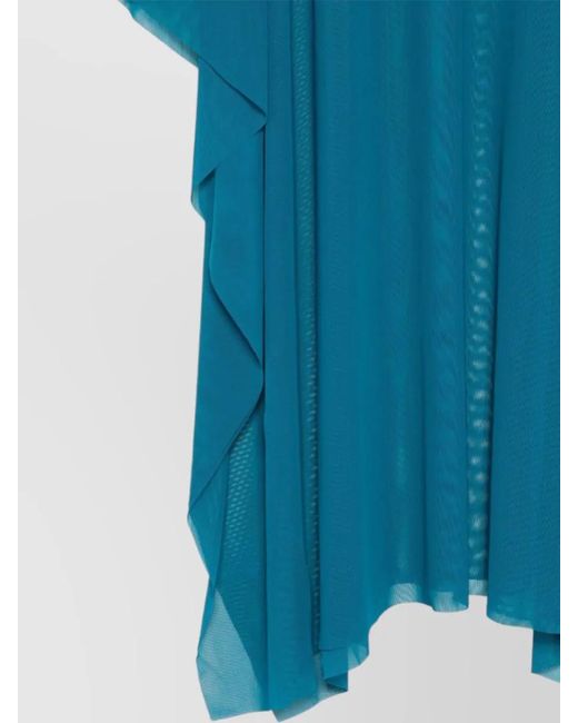 Fisico Blue Mesh Kaftan Dress Cold Shoulder Design