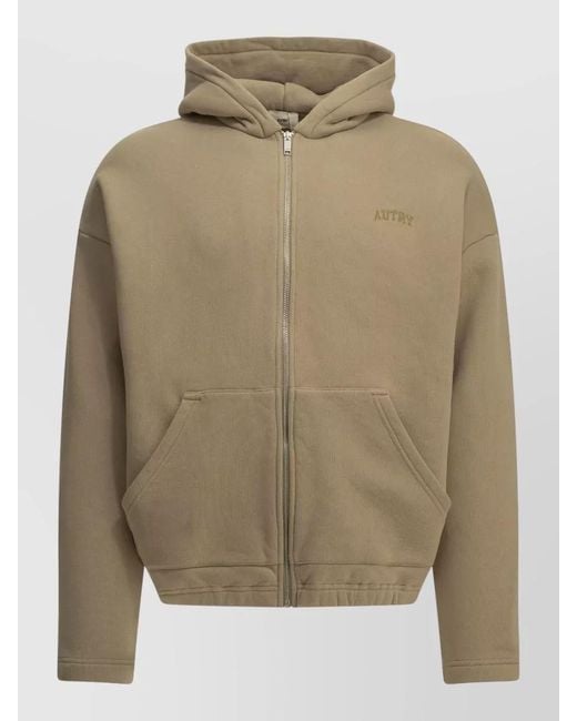 Autry Green Cotton Zip Up Hooded Jacket for men