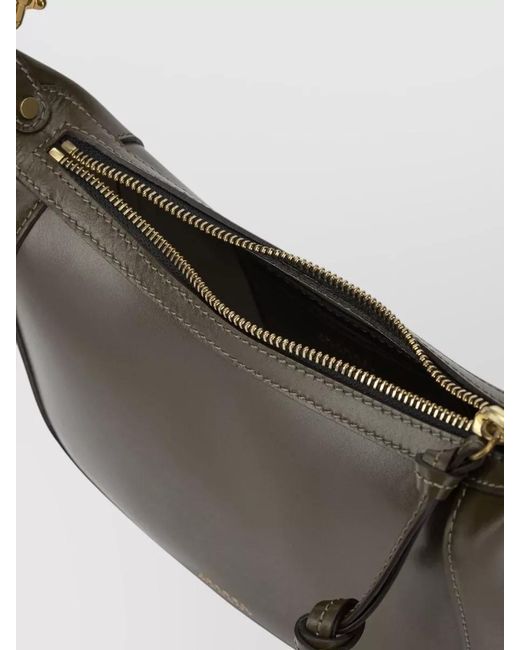 Isabel Marant Gray Oskan Moon Small Studded Shoulder Clutch