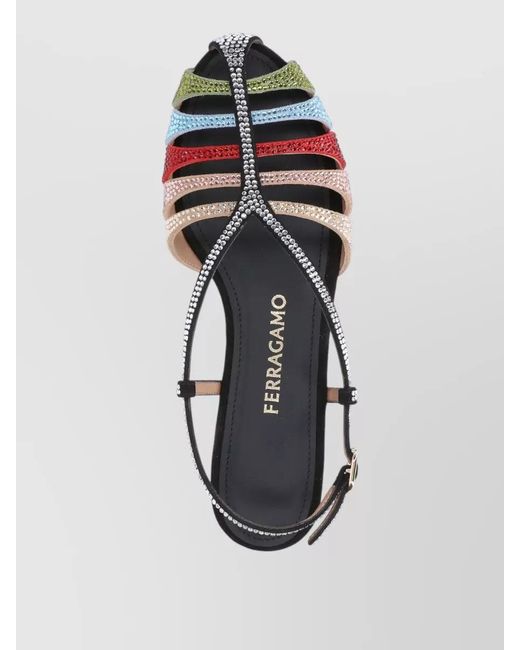 Ferragamo Multicolor Leather Sandals With Heel