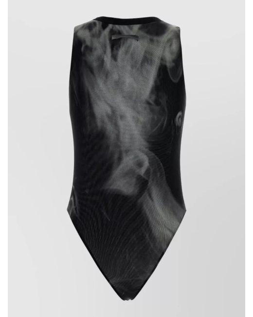 Jean Paul Gaultier Gray Printed Bodysuit