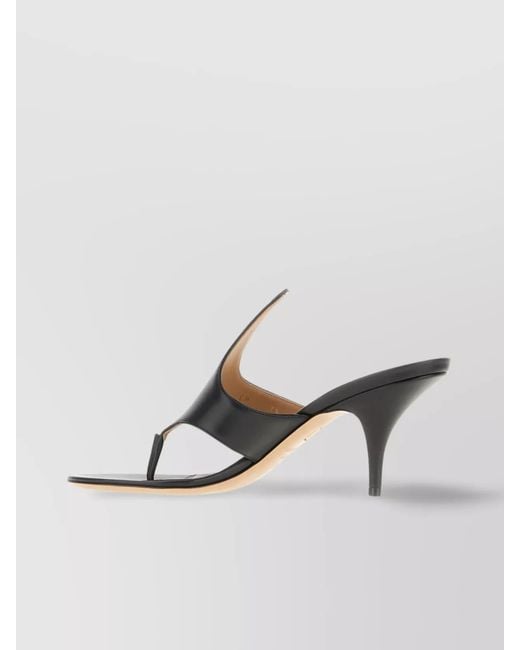 Ferragamo Black Leather Mules With Kitten Heel And Thin Straps