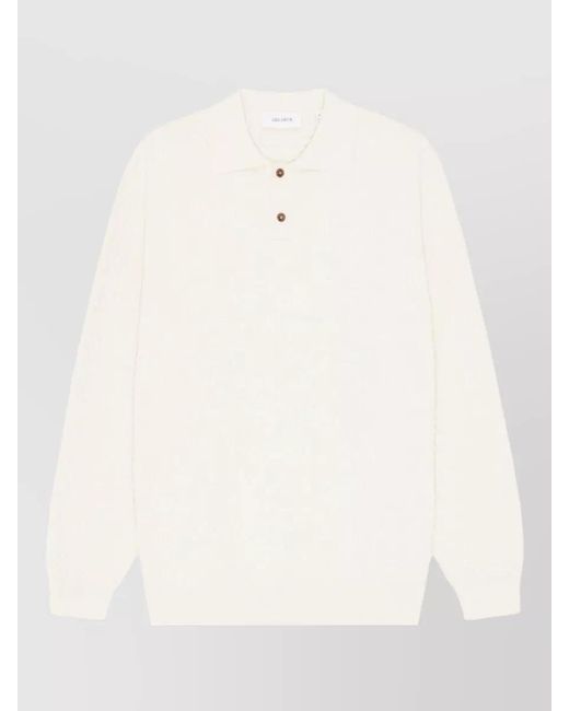 Les Deux Natural Polo Collar Textured Knit Short Sleeve Sweater for men