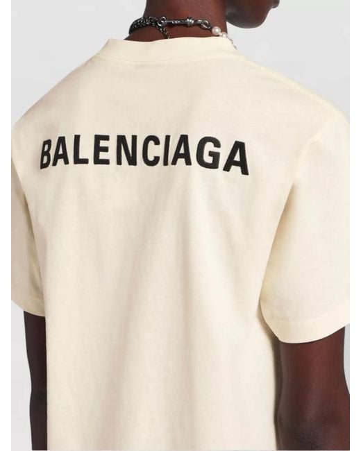 Balenciaga Natural Medium Fit T Shirt Back Logo