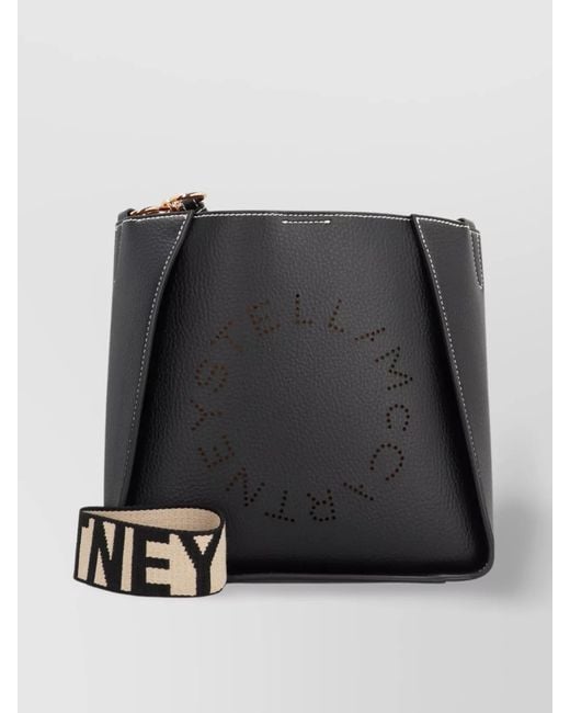 Stella McCartney Black Stella Logo Faux Leather Shoulder Bag