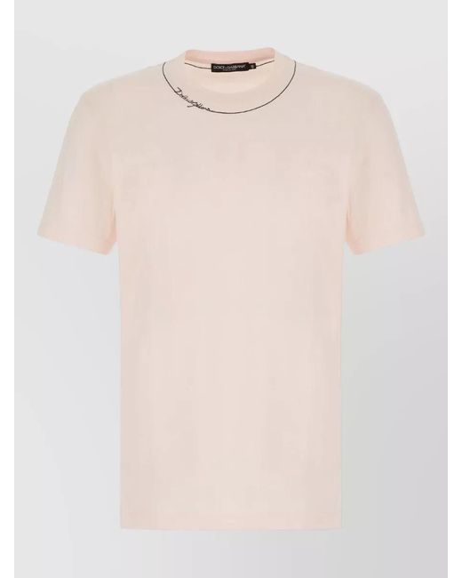Dolce & Gabbana Natural Cotton Crew Neck Short Sleeve T Shirt for men