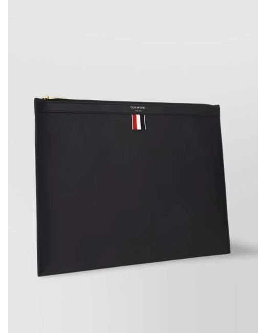 Thom Browne Black Leather Zip Clutch Bag