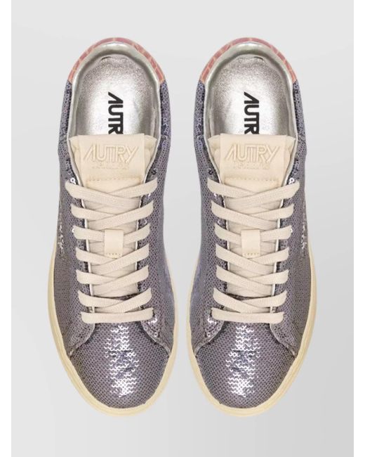 Autry Blue Sequined Low-Top Sneakers