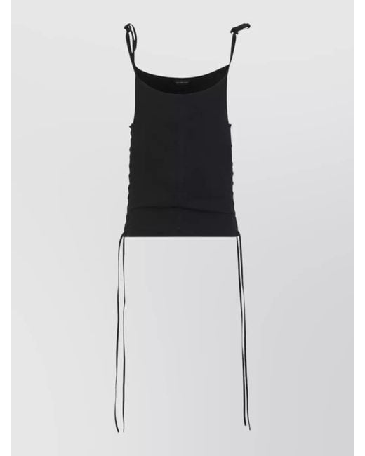Balenciaga Black Lace Up Technical Ripstop Tank Top