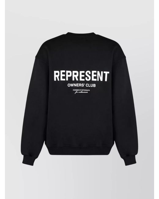 Represent Black Cotton Crew-Neck Sweatshirt for men