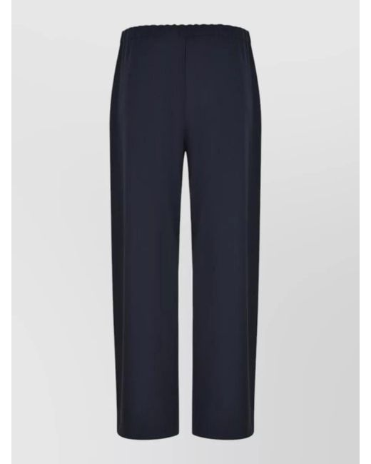 Max Mara Blue Virgin Wool Trousers Wide Leg Side Pockets