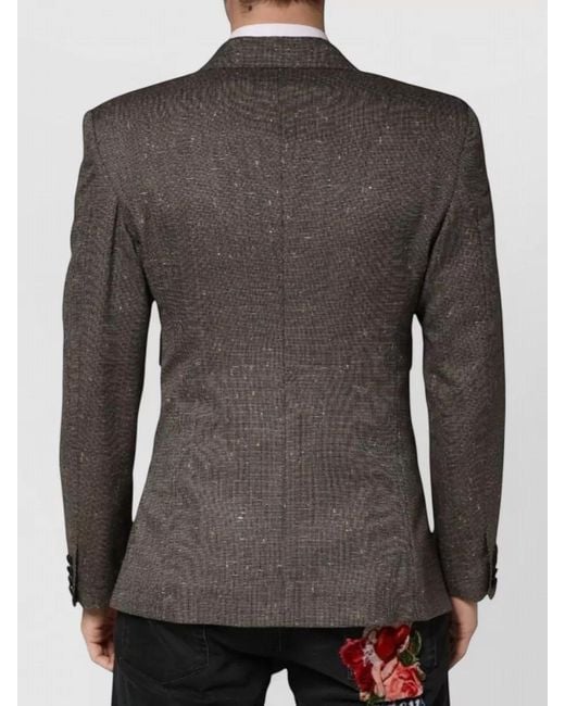 Dolce & Gabbana Gray Double Breasted Two Button Peak Lapel Jacket for men