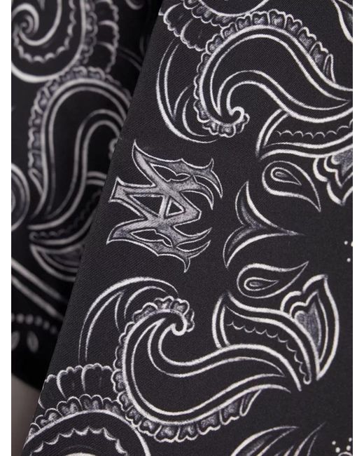 Amiri Black Silk Shirt Short Sleeves Paisley Pattern for men