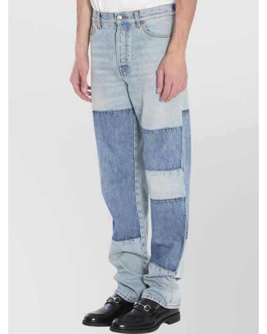 Gucci Blue Denim Patchwork Straight-Leg Jeans for men