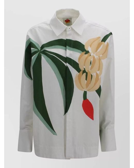 Farm Rio Green Floral Print Shirt Curved Hem Long Sleeves