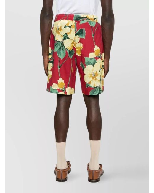 Drole de Monsieur Red Linen Blend Deck Shorts for men