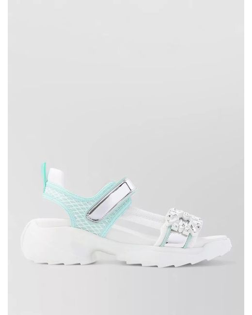 Roger Vivier White Viv On The Run Mesh Strap Sandals
