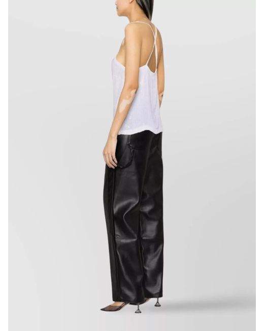 P.A.R.O.S.H. White Sequined Halterneck Sleeveless Top