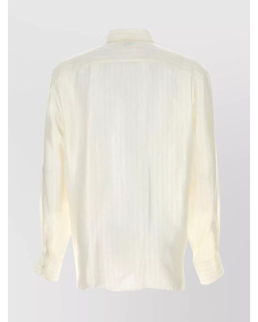 Saint Laurent White Striped Silk Shirt for men