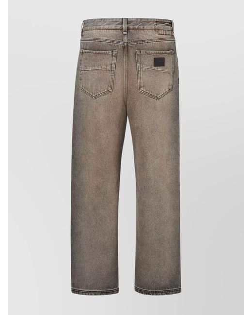 Fendi Gray Denim Marble Over Dye Straight-Leg Trousers for men