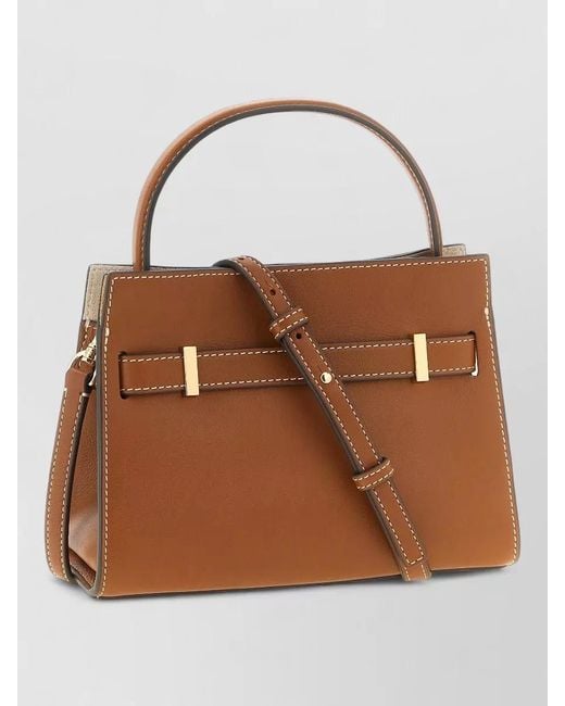 Tory Burch Brown Lee Radziwill Petite Clutch Bag Strap