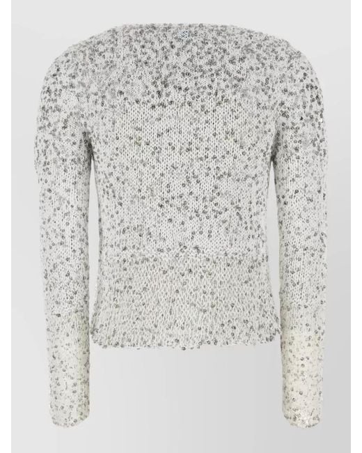 Loewe Gray Embellished Cotton Blend Ibiza Knit Sweater