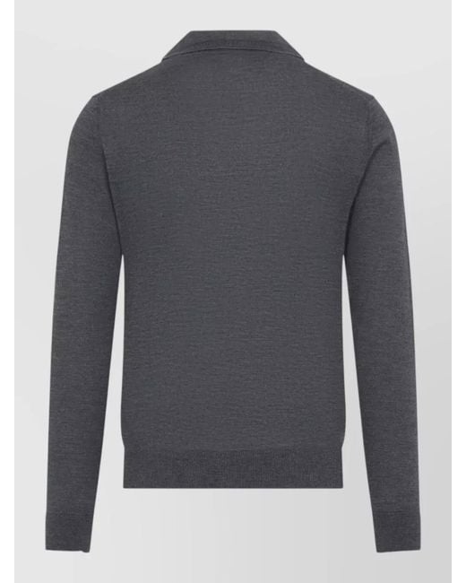 Etro Gray Fuji Long Sleeve Knitted Polo Shirt for men