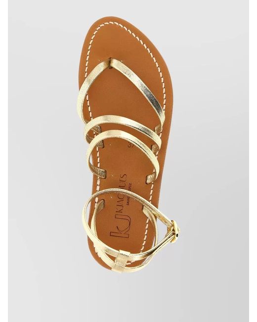 K. Jacques Hemeree Flat Sole Metallic Finish Sandals