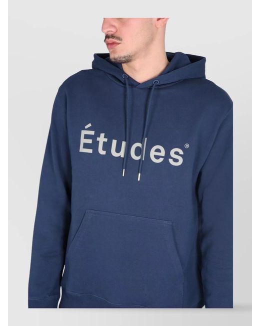 Etudes Studio Blue Ribbed Cross-Neck Hoodie for men